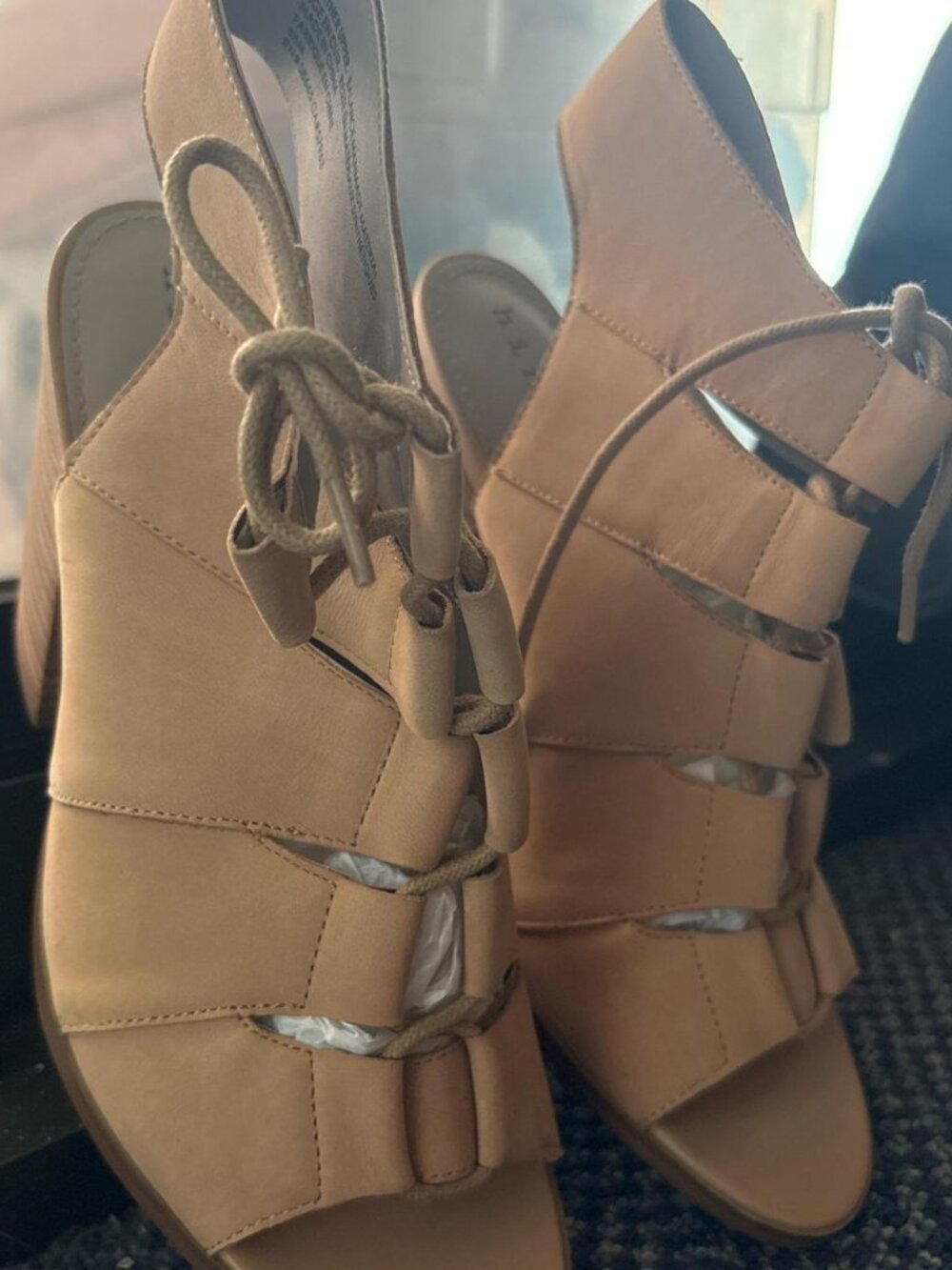 Women's Tan Open-Toe Heels